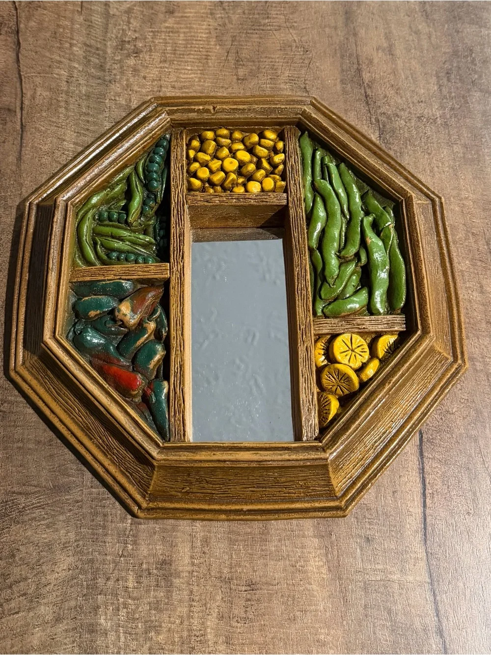 Vintage Syroco octagon Vegetable Plaque Mirror